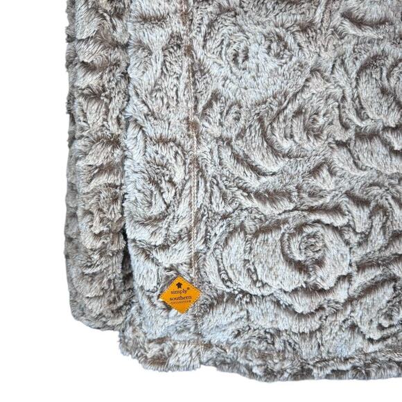 Simply Southern Garden Sherpa Pull-Over in Brown and Cream - Size Small - Picture 3 of 4